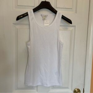 Club Monaco Ivory Ribbed Racerback Tank